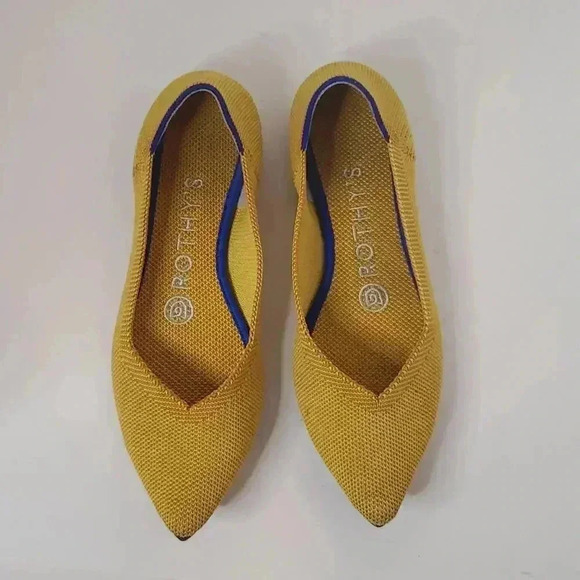 Rothy's Shoe Size 5.5 Yellow Rubber Woven Pointed Toe closed heel Shoes - Picture 5 of 9